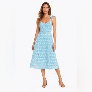 Miguelina Eyelet Embroidered Midi Dress White Lace Resort Wear Vacation